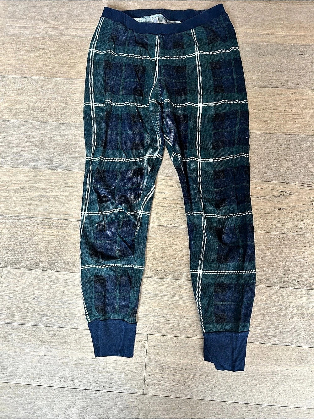 Old Navy Thermal-Knit Pajama Pants Green & Blue Plaid Small